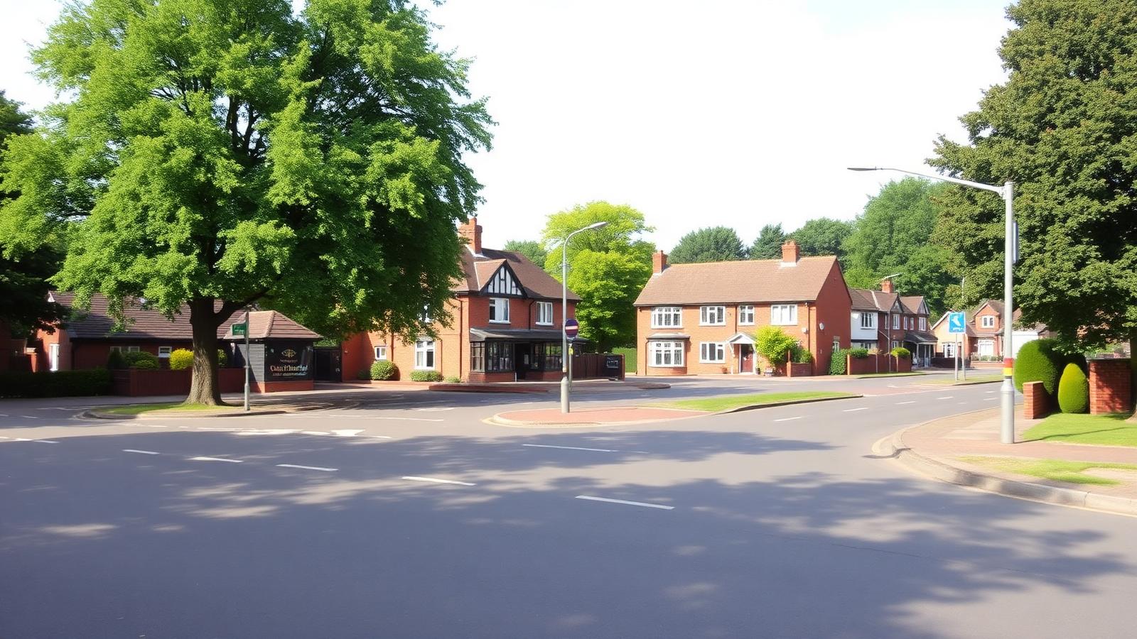 Residential streets and skyline of Kingswinford, West Midlands