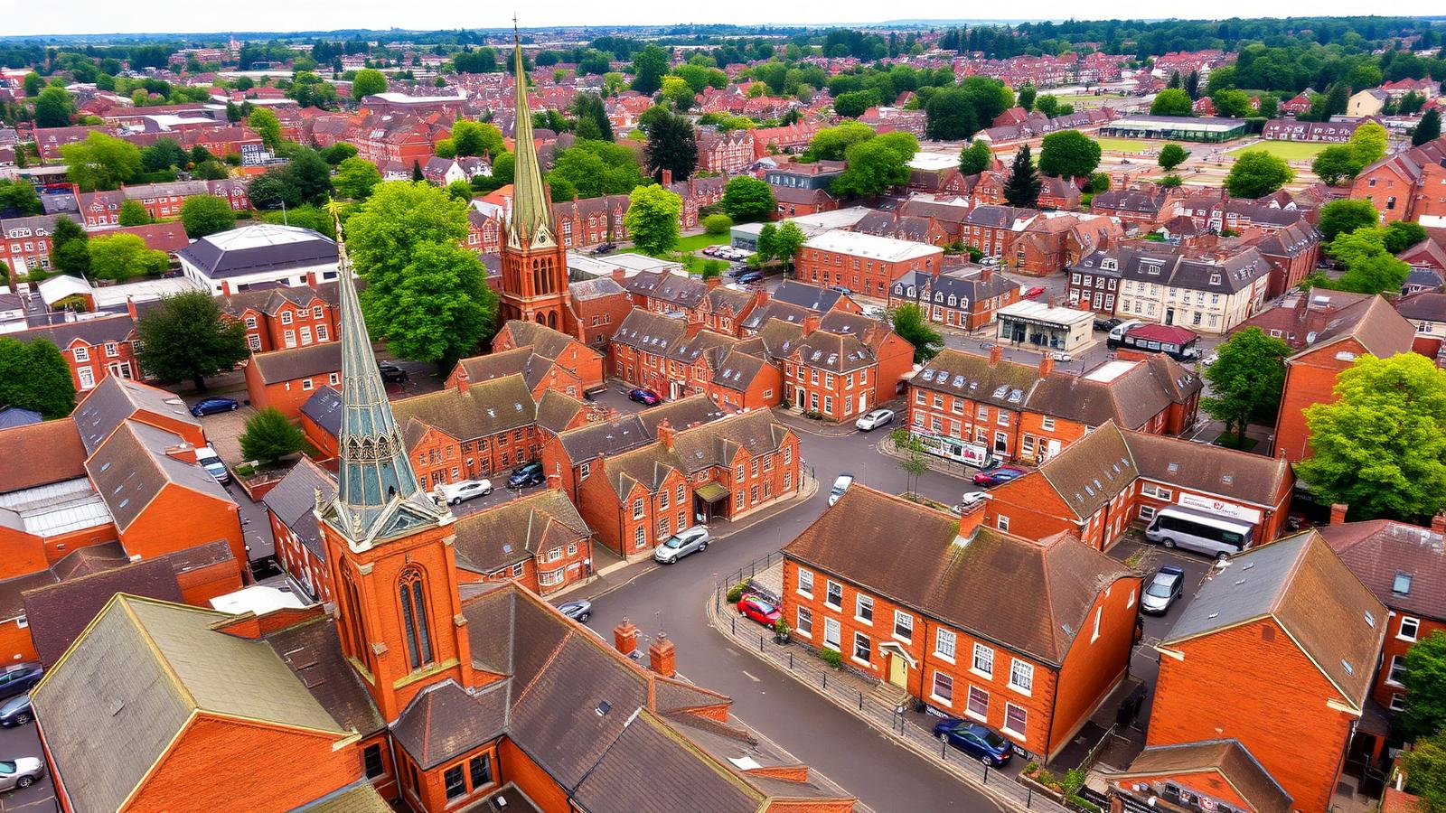 Residential streets and skyline of Stourbridge, West Midlands