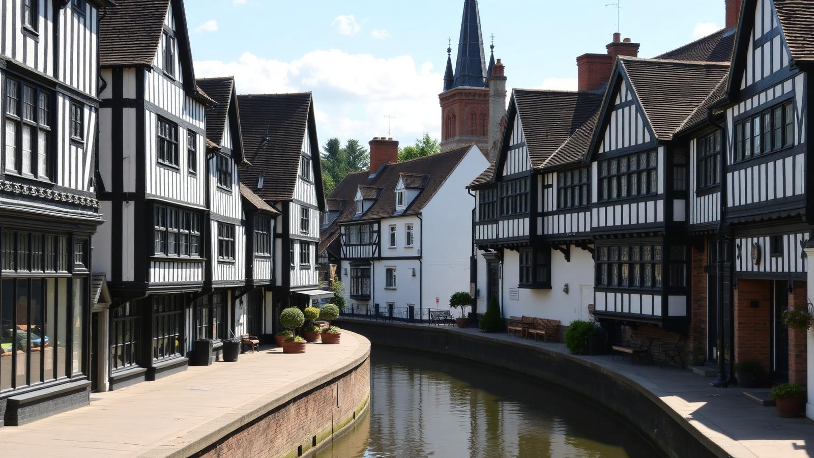 Residential streets and skyline of Droitwich, Worcestershire