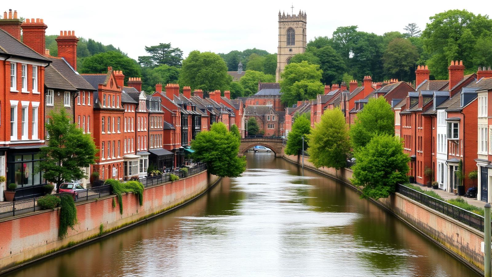 Residential streets and skyline of Kidderminster, Worcestershire